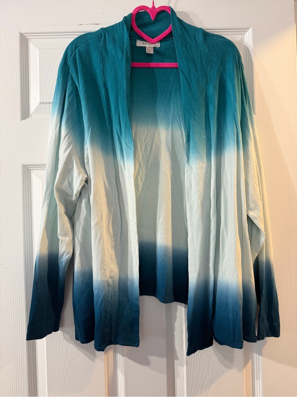 Dressbarn Teal Ombré Knit Open Front Cardigan Size 3X